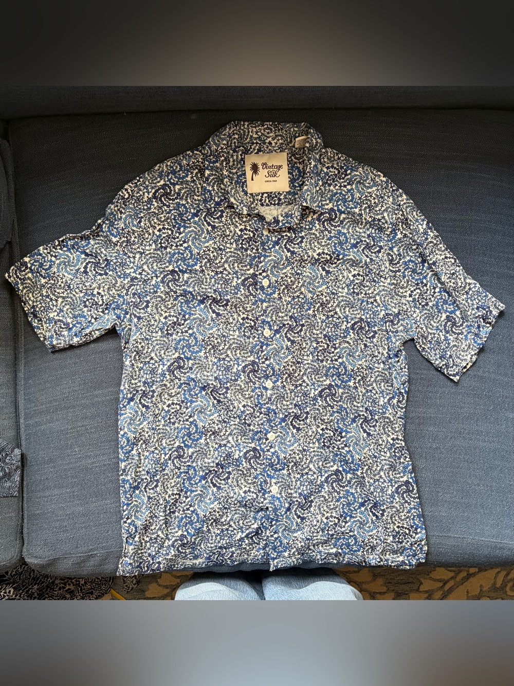 Vintage Vibe Blue Paisley Short-Sleeve Button-Down Shirt